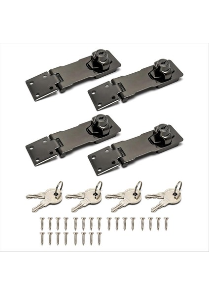 Anahtarlı Hasp Kilitleri, 4 Paket 4 Inç Twist Knob Dolap Kilidi Anahtar Kilitli Kilitleme Montaj Vidaları ile Kilit Kilidi (Yurt Dışından)