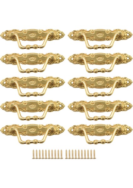 10PCS Antika Sap Çinko Alaşım Çekmecesi Kapı Düğmeleri Altın Dolaplar ve Mobilya Kapısı Için Tutamaklar (Vidalarla) (Yurt Dışından)