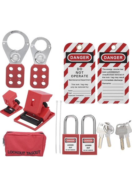 9 Pcs Lockout Tagout Kilitleri Etiketler Set- Lockout Kilitler Anahtarlı Farklı Güvenlik Astarcıları Kilitleme Istasyonu Kilitle Etiket Çıkış Kiti (Yurt Dışından)