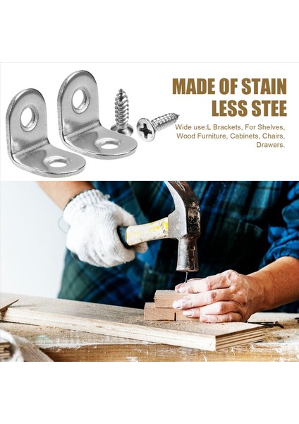 100PCS L Raflar Için Braketler Ahşap Açılı Parantez Için Köşeli Braketler Vidalı Braket Seti ile Paslanmaz Çelik (Yurt Dışından) indirimleri