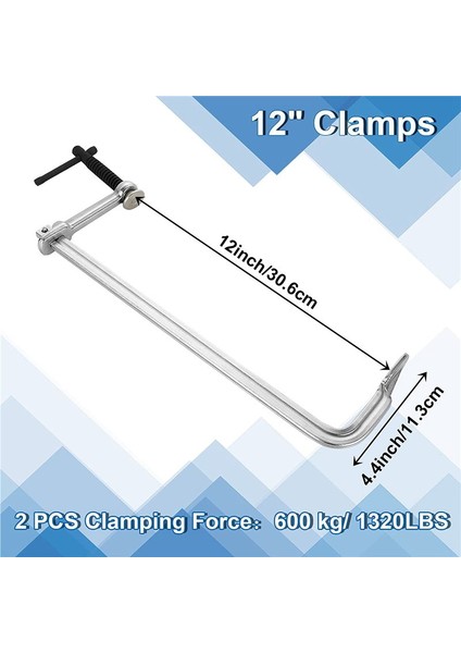 2 Paket F Kelepçeler 12 Inç Kaynak Kelepçeleri Çelik Çubuk Kelepçesi Ağır Hizmet Maksimum Açık 12 Inç, Boğaz Derinliği 3 Inç (Yurt Dışından) indirimleri