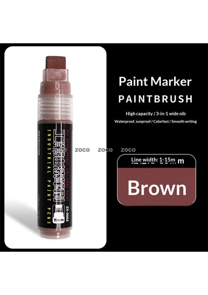 ZOCO15MM Boya Fırçası Renk Kaybetmez Lastik Şantiye Kaplama Düz Uçlu Dolum Fırçası Kalem Işareti Takviye Koruma Boyası Daha Kalın (Yurt Dışından)