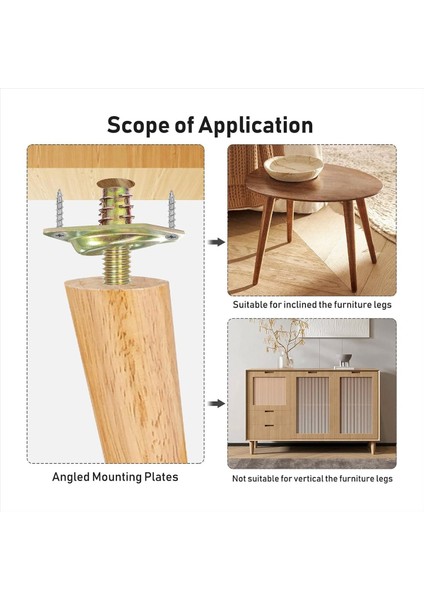 Bacak Montaj Plakaları, Mobilya Bacak Bağlantı Plakaları, 12 Derece Açılı Metal Masa Bacak Montaj Donanımı, Mobilya 8 Adet (Yurt Dışından) fiyatları