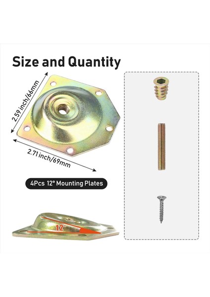 Bacak Montaj Plakaları, Mobilya Bacak Bağlantı Plakaları, 12 Derece Açılı Metal Masa Bacak Montaj Donanımı, Mobilya 8 Adet (Yurt Dışından) fırsatları