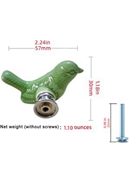 4 Pack Yeşil Sevimli Kuş Tasarım Dolabı Kapı Düğmeleri, Seramik Çekmece Düğmeleri, Vintage Dolap Çekme Kolu (Yeşil) (Yurt Dışından) fırsatları