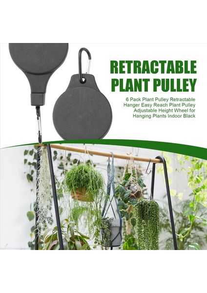 6 Paket Bitki Kasnağı Geri Çekilebilir Askı Kolay Erişim Bitki Kasnağı Asma Bitkiler Için Kapalı Siyah (Yurt Dışından) fırsatları