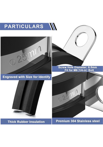 Kablo KELEPÇELERI-112 Pcs 10 Boyutlar- Paslanmaz Çelik Boru Kelepçesi Çiftlik Kiti Kauçuk Yastık Yalıtımlı Tel Kelepçeler (Yurt Dışından) fırsatları