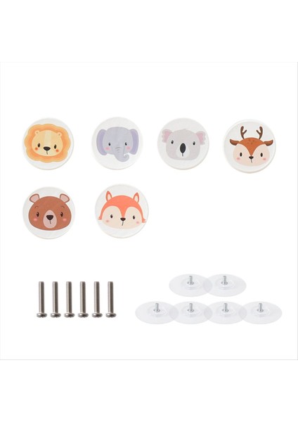 6 Paket Beyaz Ahşap Hayvan Desen Çekmece Düğmeleri Yuvarlak Şekil Hayvan Çekmecesi Çeker Sevimli Dresser Düğmeleri Dolaplar Topuzlar (Yurt Dışından)