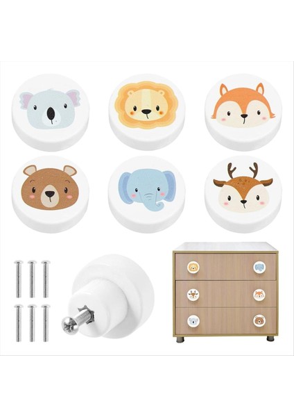6 Paket Beyaz Ahşap Hayvan Desen Çekmece Düğmeleri Yuvarlak Şekil Hayvan Çekmecesi Çeker Sevimli Dresser Düğmeleri Dolaplar Topuzlar (Yurt Dışından) fiyatları