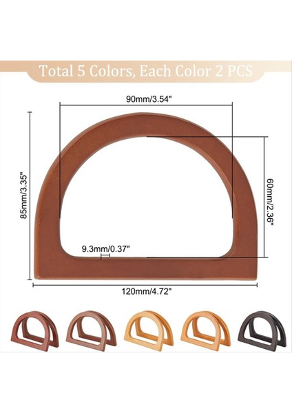 10 Adet Çanta Yapımı Için Ahşap Çanta Kulpları, 5 Renk Çanta Yedek Kolu Dekoratif Çanta Yapım Malzemeleri (Yurt Dışından) fiyatları