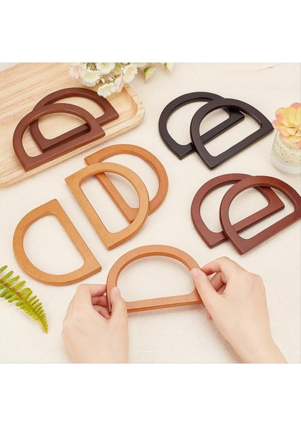 10 Adet Çanta Yapımı Için Ahşap Çanta Kulpları, 5 Renk Çanta Yedek Kolu Dekoratif Çanta Yapım Malzemeleri (Yurt Dışından) modelleri