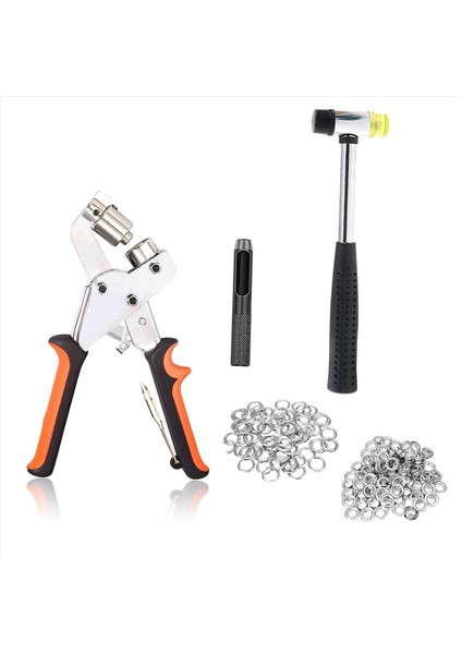 Grommet Tool Kit 3/8, 500PCS 3/8 Inç Gromet ve Lastik Çekiçli Grommet Kiti, Manuel Grommet Press Machine (Yurt Dışından)