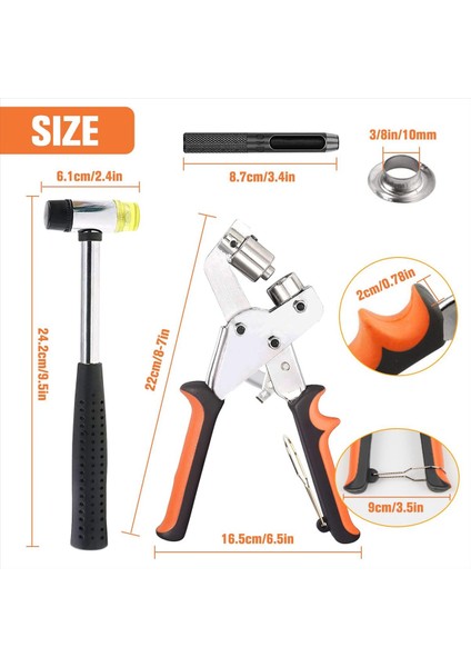 Grommet Tool Kit 3/8, 500PCS 3/8 Inç Gromet ve Lastik Çekiçli Grommet Kiti, Manuel Grommet Press Machine (Yurt Dışından) indirimleri