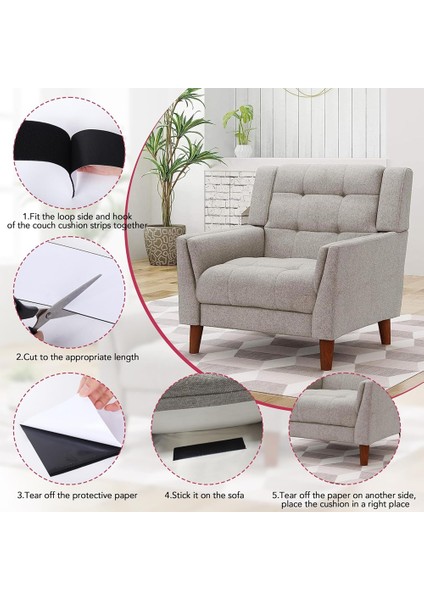 4.3 Inç Inç20 Feet Kanepe Yastıkları Için Görev Şeritleri, Yapışkanlı Kanca ve Döngü Bandı, Kanepe Yastıklarını Kaymadan Tutun (Yurt Dışından) indirimleri