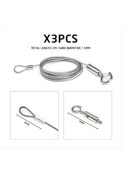 3 Paslanmaz Çelik Ayarlanabilir Kordonlar, Resim Çerçevesi Ekici (Tek Kanca) Için Kanca Asılı Hattı ile Çamaşır Hattı (Yurt Dışından) fiyatları