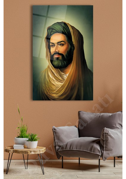 Hz. Ali Cam Tablo Dini Islami Ev Ofis Salon Dekorasyonu Büyük Tablo Dekor fırsatları