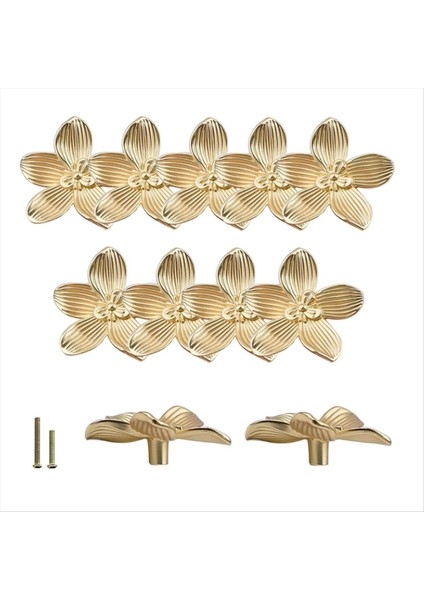 12PCS Altın Çiçek Çekmece Düğmeleri Petal Mutfak Dolabı Düğmeleri Dresser Düğmeleri Mobilya Dolap Çekmecesi Tutamakları Çeker (Yurt Dışından)