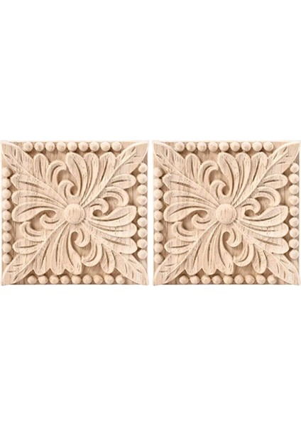 2 Paket Ahşap Oyma Aplike Onlay Kare Oyma Çıkartma Boyasız Çiçek Kapı Dolabı Mobilya Dekorasyonu 3.94X3.94INCH (Yurt Dışından)