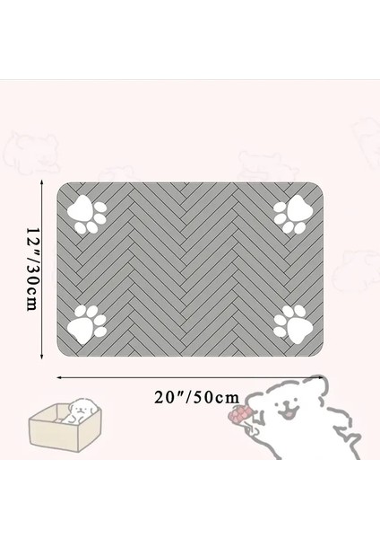 Pet Besleme Mat-Absorban Yiyecek ve Su Kasesi Için Pet Placemat, Su Geçirmez Kauçuk Desteği Ile, Köpek Kedi Rengi Için Hızlı Kuru Su Mat: Gri 30X50CM (Yurt Dışından)