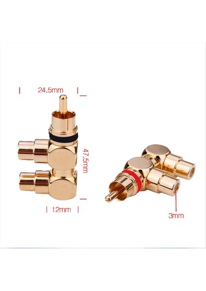 2pcs Altın Kaplama Rca Fiş 1 Erkek - 2 Rca Dişi Av Audio Video Ayırıcı Kablo Adaptörü Jack Konnektörü (Yurt Dışından) modelleri