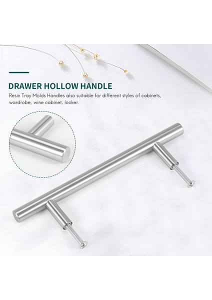 4pcs Gümüş Reçine Tepsisi Kalıplar Epoksi Tepsisi Kulplar Silikon Servis Tepsi Kulpları Için Donanım Paslanmaz Çelik (Yurt Dışından) fiyatları