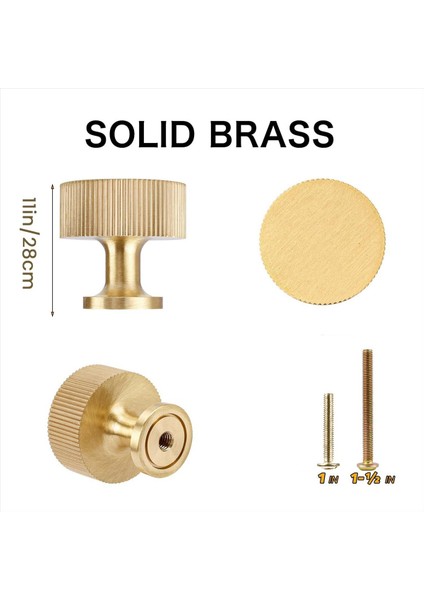 4pcs Katı Pirinç Dolap Düğmeleri, Dolap Çekmecesi Dresser Altın Düğmelerini Çeker Modern Kollar Düğmeler (1X1INCH/28MMX28MM), Fırçalanmış (Yurt Dışından) indirimleri