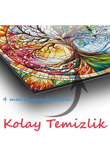 Rengarenk Hayat Ağacı Kare Cam Tablo, Modern Ev Salon Ofis Dekorasyonu Büyük Duvar Dekoru modelleri