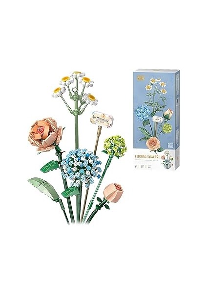 FUN4KID Bloklar Çiçek Buketi Yapı Seti, Yapay Çiçek Yapı Taşları, Ev Dekorasyonu, 680 Adet, 8