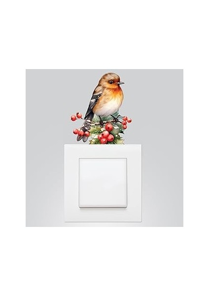 Bimotif Yılbaşı Priz Sticker 9X12 Cm, Serçe 5 Adet