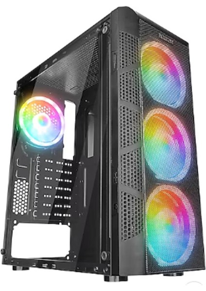 Everest Crest V1 Mesh Temperli Camlı 4X12CM Auto Rgb Fan Atx Mid-T Gaming Oyuncu Kasası