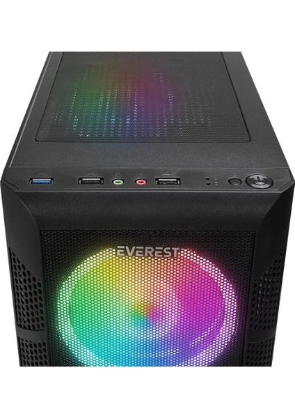 Everest Crest V1 Mesh Temperli Camlı 4X12CM Auto Rgb Fan Atx Mid-T Gaming Oyuncu Kasası fiyatları