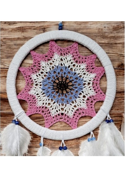 Pembe Nazar Motifli Kuş Tüylü Duvar Süsü modelleri