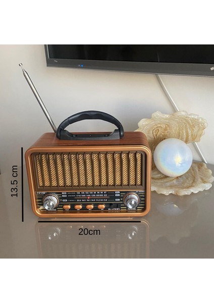 Kahverengi Nostaljik Radyo, Fm/am/sw Radyo, USB ve Tf Kart Destekli Taşınabilir Bluetooth Retro Hoparlör Tasarım Ödüllü