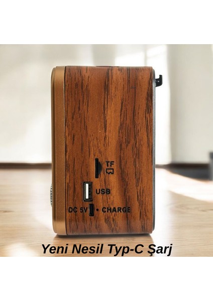 Kahverengi Nostaljik Radyo, Fm/am/sw Radyo, USB ve Tf Kart Destekli Taşınabilir Bluetooth Retro Hoparlör Tasarım Ödüllü