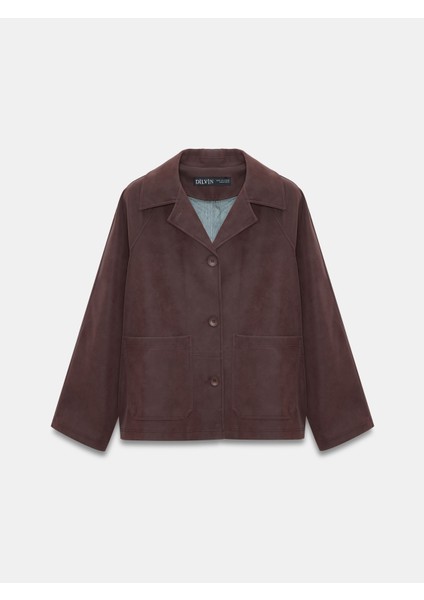 60777 Cepli Süet Ceket-Bordo