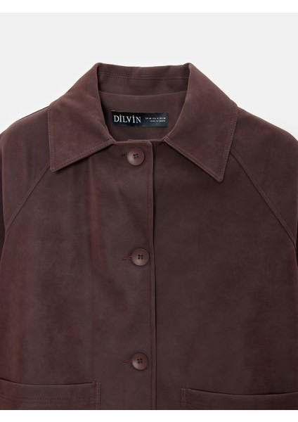 60777 Cepli Süet Ceket-Bordo