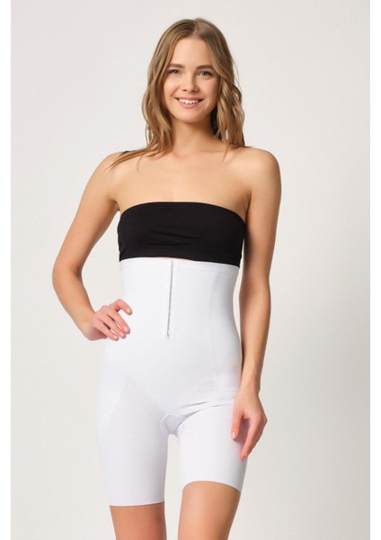 Beyaz Mı Emay 2832 Yüksek Bel Balen Destekli Agraflı Lazer Korse