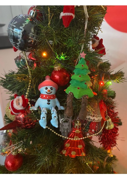 Yılbaşı Boyanabilir Figür Seti 2'li | Noel Ağacı + Kardan Adam + 6 Renk Boya