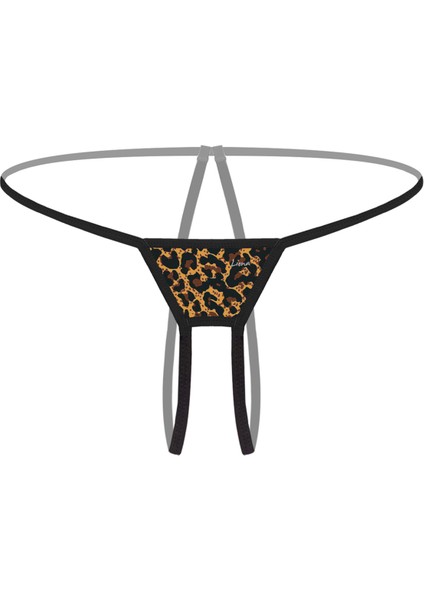 Ağı Açık Büyük Beden Leopar Desenli Fantezi G String