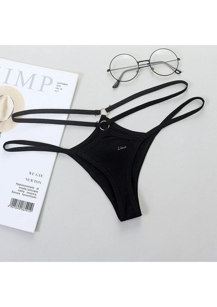 Büyük Beden Siyah Fantezi String Bato Külot