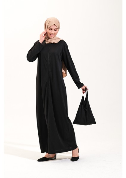 2258_Pratik Fermuarlı Tesettür Namaz Elbisesi Ferace