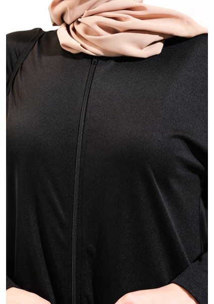 2258_Pratik Fermuarlı Tesettür Namaz Elbisesi Ferace