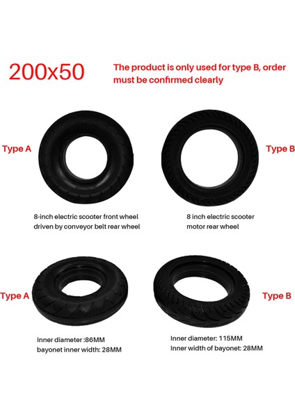 8 Inç Elektrikli Scooter Lastik 200X50 Katı Lastik Arka (Yurt Dışından) indirimleri