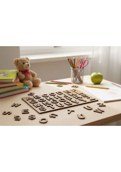 May’s Nest Ahşap Türkçe Alfabe Bul-Tak Tahtası | Eğitici Ahşap Oyuncak | Harf Öğrenme Puzzle fiyatları