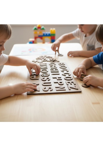 May’s Nest Ahşap Türkçe Alfabe Bul-Tak Tahtası | Eğitici Ahşap Oyuncak | Harf Öğrenme Puzzle modelleri