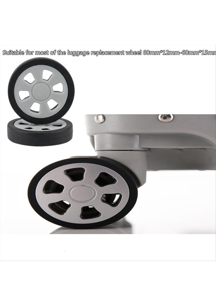 8pcs Bavul Tekerlekleri Değiştirme, 2.36IN/60MM Kalınlığında 0.47IN/12MM Dirençli Kauçuk Sessiz Tekerlek Bagaj Bagaj Tekerlekleri B (Yurt Dışından) fiyatları
