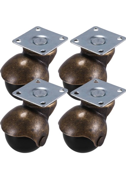 [4 Paket] Döner Üst Tabak Kapüşonlu Bilyalı Tekerlekler, Antika Bronz (1,5 Inç Fren Yok) (Yurt Dışından)