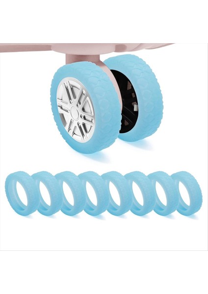8pcs Valiz Tekerlek Kapakları, Silikon Bagaj Bölmesi Tekerlek Kapağı Çoğu 8 Spinner Tekerlek Floresan Mavisi (Yurt Dışından) fiyatları