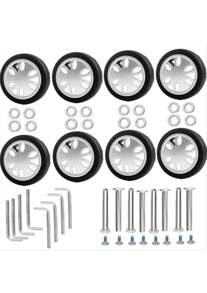 8pcs Bagaj Tekerlekleri Değiştirme Kiti, Dia 2IN/50MM Kalınlığında 0.47IN/12MM Dirençli Kauçuk Sessiz Tekerlek Bavul B (Yurt Dışından)