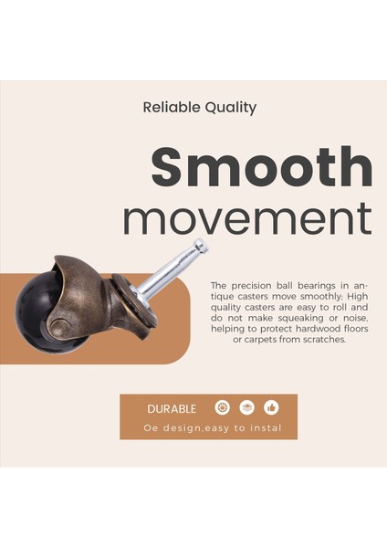 1.5 Inç Top Tekerlekleri Mobilya Tekerlekleri 8 x 38MM Montaj Gövdesi ile 4&#39;lü Set Seti (Yurt Dışından) indirimleri